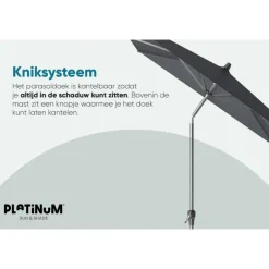Platinum Riva stokparasol 3 m. rond - Teak Antraciet Best