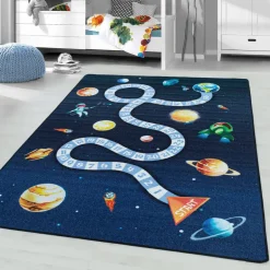 Muratap Play Speeltapijt Ruimte - 140x200 cm - Blauw - Vloerkleed Kinderkamer Discount