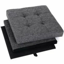 Merkloos Poef - opvouwbaar - zonder poten - stof - 38 cm - donkergrijs Clearance