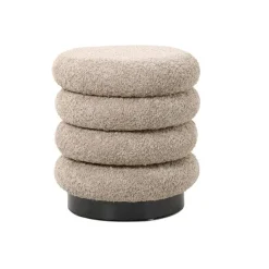 Giga Meubel Poef Bouclé - Taupe - Poef Matthijs Hot