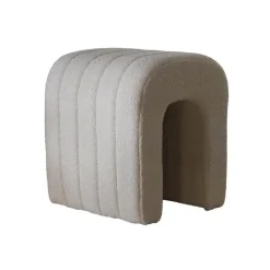 Giga Meubel Poef Bouclé Taupe - Zithoogte 45 cm - Japandi Stijl New