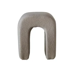 Giga Meubel Poef Bouclé Taupe - Zithoogte 45 cm - Japandi Stijl New