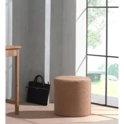 Vipack Poef Forrest - Ø41x41cm - bruine boucléstof Best