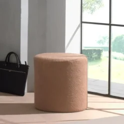 Vipack Poef Forrest - Ø41x41cm - bruine boucléstof Best