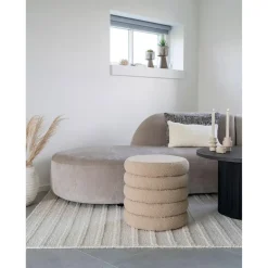 House Nordic Poef Grijs - Ø44x44cm - Ronde Poef - Poef Brooklyn Discount