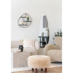 House Nordic Poef Lichtbruin Stof - Zithoogte 33cm - Ø50x33cm - Inverness Hot