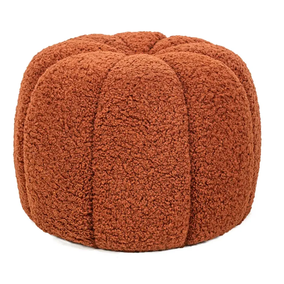 Nordlys Poef met terracotta krullen en houten basis Online