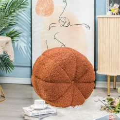 Nordlys Poef met terracotta krullen en houten basis Online