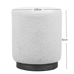 Nordlys Poef met witte krullen en houten basis Discount