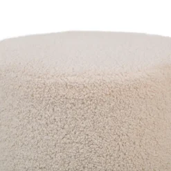 Nordlys Poef met witte krullen en houten basis Discount