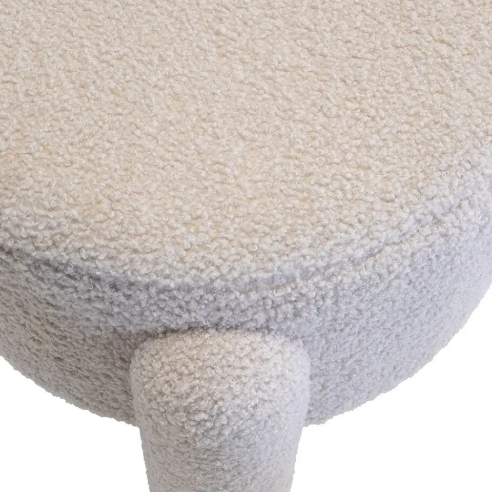 Giga Meubel Poef Taupe Bouclé - 44x44x42cm - Yara Sale