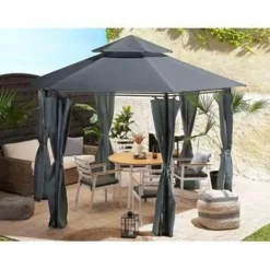 Beliani PORTEL - Tuinpaviljoen - Grijs - Staal Sale