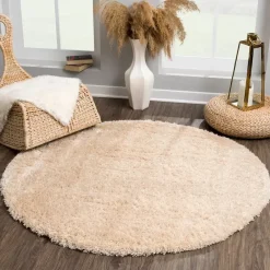 Muratap Porto Rond Soft Fluffy Vloerkleed Hoogpolig Effen Beige - 120 CM ROND Best