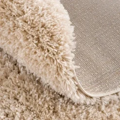 Muratap Porto Rond Soft Fluffy Vloerkleed Hoogpolig Effen Beige - 120 CM ROND Best