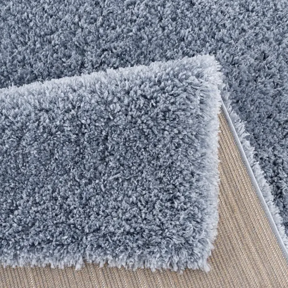 Muratap Porto Soft Fluffy Vloerkleed Hoogpolig Effen Blauw - 140X200 CM