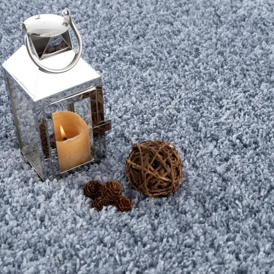 Muratap Porto Soft Fluffy Vloerkleed Hoogpolig Effen Blauw - 140X200 CM