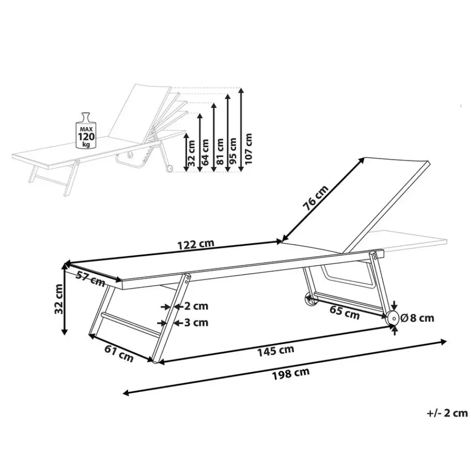 Beliani PORTOFINO - Strandstoel - Zwart - Aluminium Online