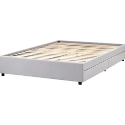 Beliani PRADES - Bed met opbergruimte - Lichtgrijs - 140 x 200 cm - Polyester Clearance
