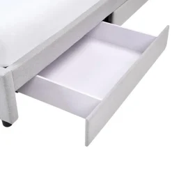 Beliani PRADES - Bed met opbergruimte - Lichtgrijs - 140 x 200 cm - Polyester Clearance