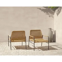 Beliani PRASIMO - Tuinstoel set van 2 - Naturel - PE Rotan Hot