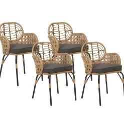 Beliani PRATELLO - Tuinstoel set van 4 - Naturel - Rotan Sale