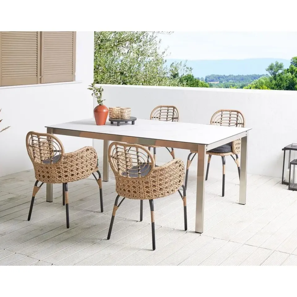 Beliani PRATELLO - Tuinstoel set van 4 - Naturel - Rotan Sale