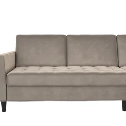 Dorel Home Presley - 3-zits hoekslaapbank met opbergruimte in grijs fluweel Clearance