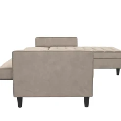 Dorel Home Presley - 3-zits hoekslaapbank met opbergruimte in grijs fluweel Clearance