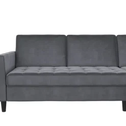 Dorel Home Presley - 3-zits hoekslaapbank met opbergruimte in antraciet fluweel Clearance