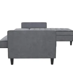 Dorel Home Presley - 3-zits hoekslaapbank met opbergruimte in antraciet fluweel Clearance