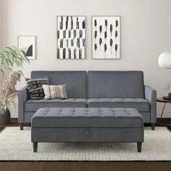 Dorel Home Presley - 3-zits slaapbank in antraciet fluweel