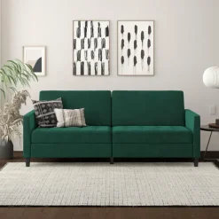 Dorel Home Presley - 3-zits slaapbank in donkergroen fluweel Outlet