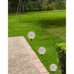 Merkloos Prikspot - solar tuinverlichting - glazen crawuele bol - 20 cm Outlet