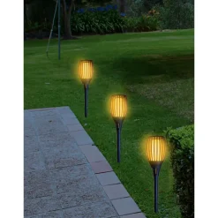 Merkloos Prikspot - solar tuinverlichting - vlameffect - zwart - 78 cm Best