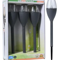 Pro Garden Solar LED lantaarns - 3x st - zwart - 31 cm Best