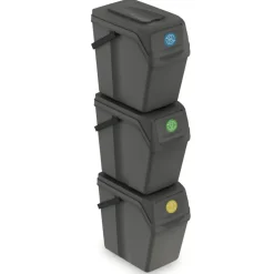 Prosperplast Afvalscheidingprullenbakken - 3x 25L - grijs Clearance