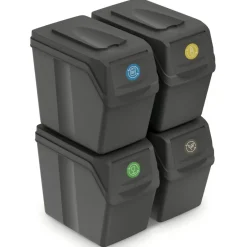 Prosperplast Afvalscheidingprullenbakken - 4x 20 liter - grijs Sale