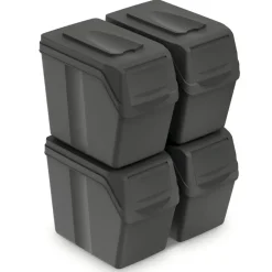 Prosperplast Afvalscheidingprullenbakken - 4x 20 liter - grijs Sale