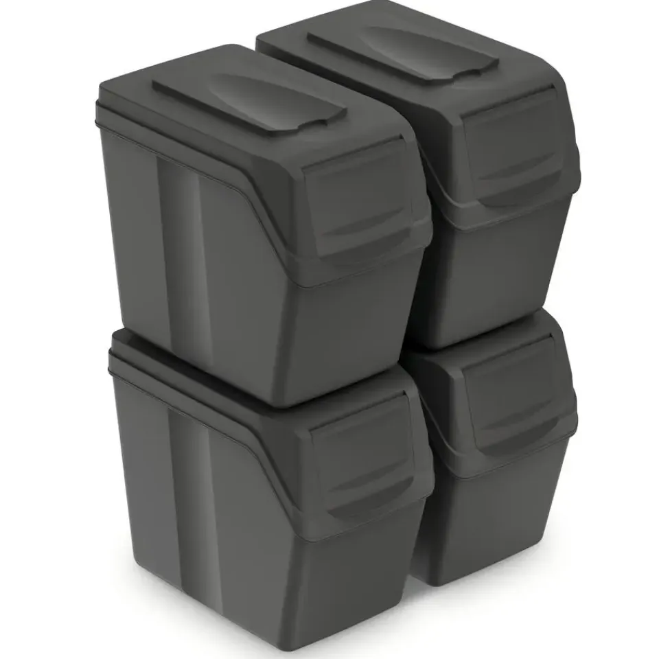 Prosperplast Afvalscheidingprullenbakken - 4x 20 liter - grijs Sale