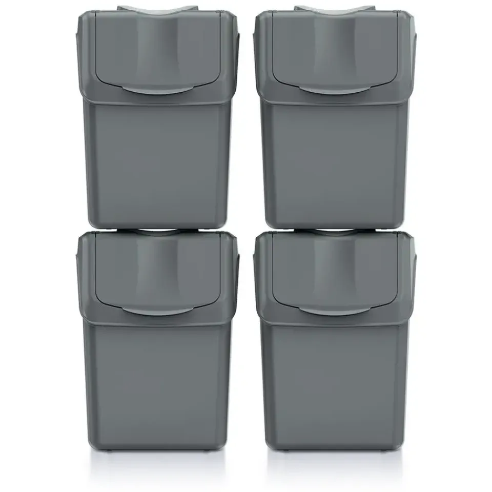 Prosperplast Afvalscheidingprullenbakken - 4x 20 liter - grijs Sale