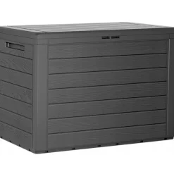 Prosperplast Kussenbox - antraciet - hout patroon - 190L Best