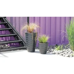 Prosperplast Plantenpot Design Waves - kunststof - antraciet - D38 cm Discount