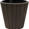 Prosperplast Plantenpot Wood Style - kunststof - donkerbruin - D35 cm New