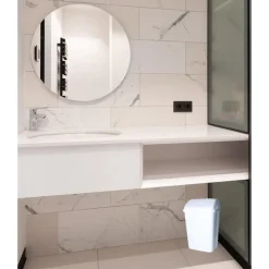 Merkloos Prullenbak/afvalbak - 16 liter - kunststof - wit - 35 x 44 Hot