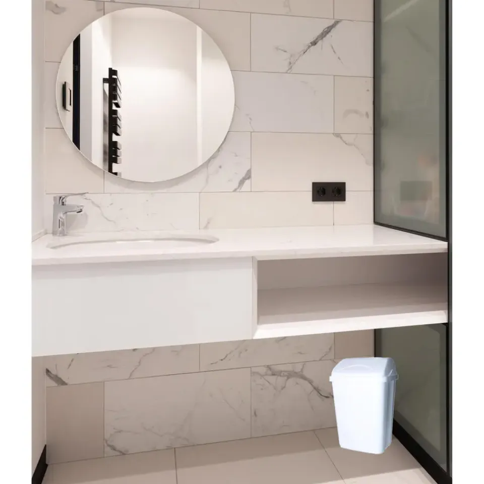 Merkloos Prullenbak/afvalbak - 16 liter - kunststof - wit - 35 x 44 Hot