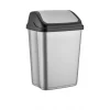 Merkloos Prullenbak/afvalbak - 50 liter - kunststof - zilver - 350 x 44 New