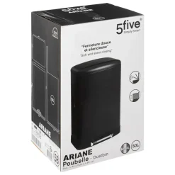 5five Prullenbak/pedaalemmer - zwart - metaal - 50L - 44 x 37 x 66 cm Best