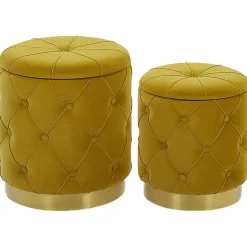 Beliani PUEBLO - Poef - Geel - 40/33 cm - Fluweel Clearance