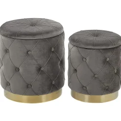 Beliani PUEBLO - Poef - Grijs - 40/33 cm - Fluweel Online