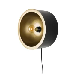 Puur - Dudley wandlamp rond L - zwart/goud Sale